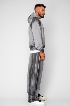 Sweatshirt with zip and pants set with external seams Grey Prewashed [4]