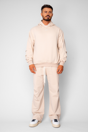 Set hanorac si pantalon drept cu capse Beige [1]