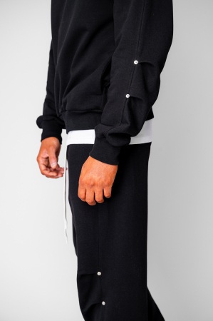 Set hanorac si pantalon drept cu capse Black [5]