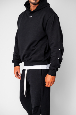 Set hanorac si pantalon drept cu capse Black [4]