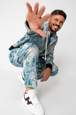 SALE - Blue Flower Hoodie and Long Cargo Pants Set