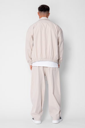 Set Heavy Windbreaker Jacheta cu fermoar si pantalon lung din fas Beige [3]