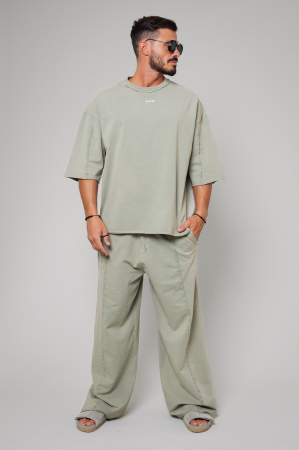 Set Huge Oversized tricou si pantalon lung Light Olive [0]