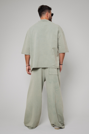 Set Huge Oversized tricou si pantalon lung Light Olive [2]