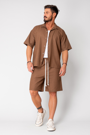Island Mood shirt and short pants set Brown [0]