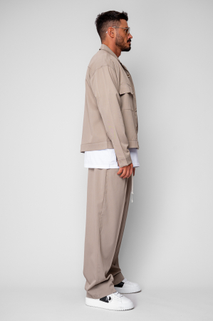 Set Jacheta cu buzunare si pantalon lung Beige [1]