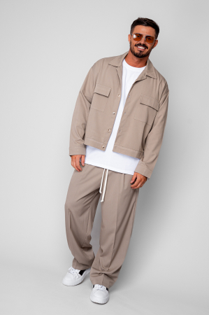 Seturi Imbracaminte - Set Jacheta cu buzunare si pantalon lung Beige