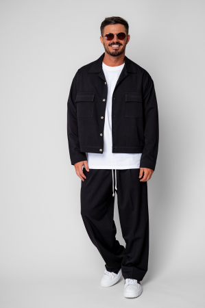 NEW - Set Jacket with pockets and long trousers Black