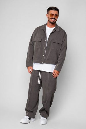 BARBATI - Set Jacheta cu buzunare si pantalon lung Brown