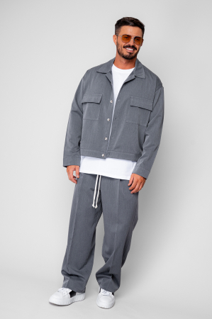 NEW - Set Jacket with pockets and long trousers Grey Anthracite