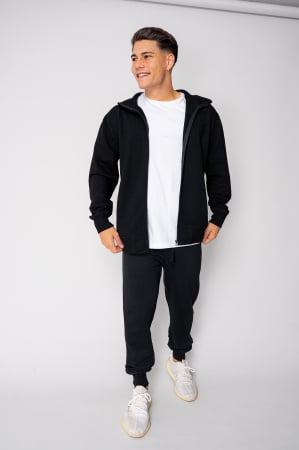 NOUTATI - Set jacheta cu fermoar si pantalon Black