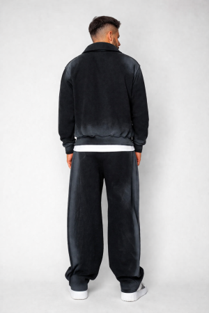 Set Jacheta cu fermoar si pantalon cu cusaturi exterioare Black Prespalat [1]