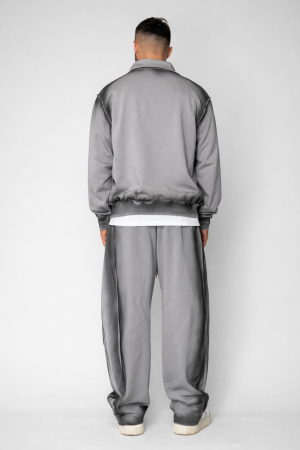 Set Jacheta cu fermoar si pantalon cu cusaturi exterioare Grey Prespalat [1]