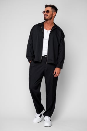 NEW - Black Zippered Jacket and Long Trousers Set - Copie