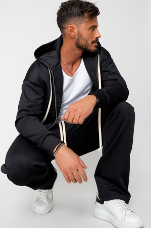 NOUTATI - Set Loren Jacheta cu fermoar si Pantalon lung Black