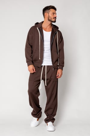 NOUTATI - Set Loren Jacheta cu fermoar si Pantalon lung Brown