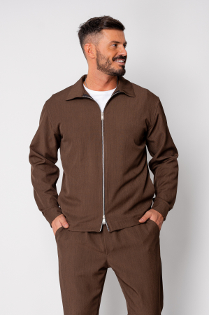 Set Caruso v2 Jacheta cu fermoar si pantalon lung drept Premium Brown [4]