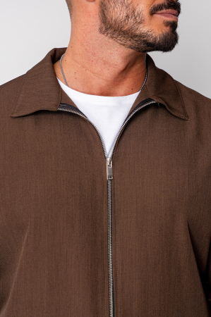 Set Caruso v2 Jacheta cu fermoar si pantalon lung drept Premium Brown [6]