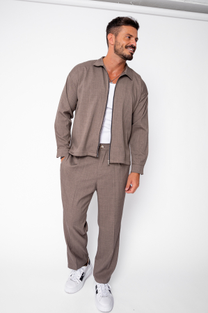 MEN - Set Zippered Jacket and Long Trousers Brown