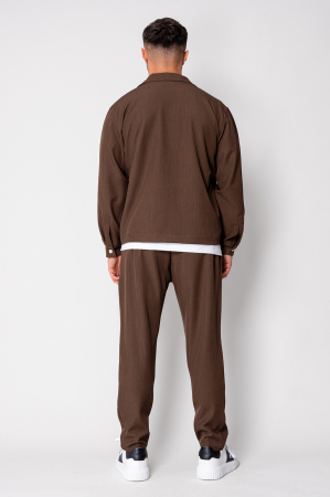 Set Caruso v2 Jacheta cu fermoar si pantalon lung drept Premium Brown [2]