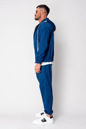 Set Camden din denim elastic Hanorac si Pantalon Lung Premium Dark Blue [3]