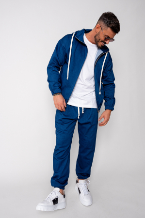 BARBATI - Set Camden din denim elastic Hanorac si Pantalon Lung Premium Dark Blue
