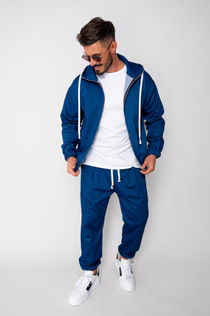 Set Camden din denim elastic Hanorac si Pantalon Lung Premium Dark Blue [1]