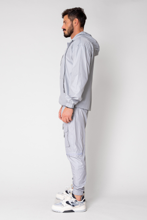 Set Windbreaker Jacket with zipper and long pants in gray fass [1]
