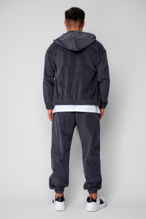 Set Hanorac cu fermoar si Pantalon Lung din reiat Corduroy Grey Anthracite [3]