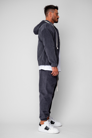 Set Hanorac cu fermoar si Pantalon Lung din reiat Corduroy Grey Anthracite [2]