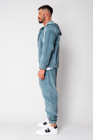 Storm Blue Zippered Jacket and Ribbed Long Pants Set [2]