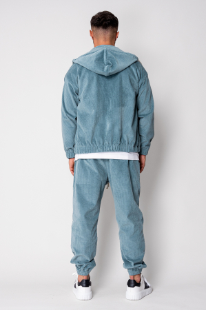 Storm Blue Zippered Jacket and Ribbed Long Pants Set [3]