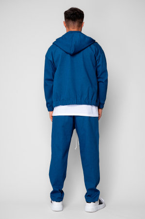 Set Camden din denim elastic Hanorac si Pantalon Lung drept Premium Dark Blue [3]