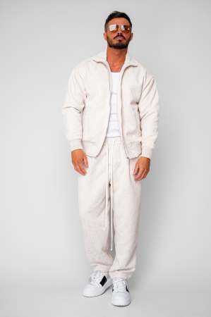 Set Jacheta cu fermoar si Pantalon lung drept Beige [1]