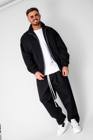 Set Jacheta cu fermoar si pantalon lung drept Black [1]