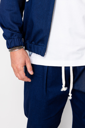 Set Camden din denim elastic Hanorac si Pantalon Lung Premium Navy [4]