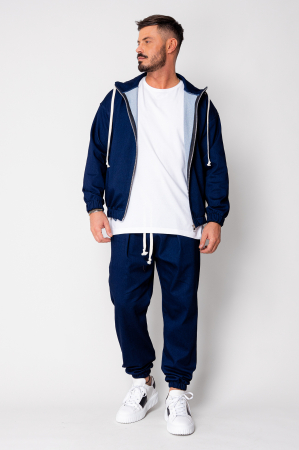 Set Camden din denim elastic Hanorac si Pantalon Lung Premium Navy [1]