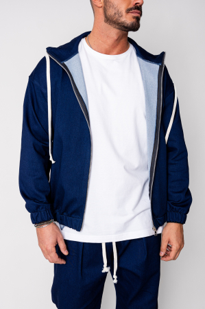 Set Camden din denim elastic Hanorac si Pantalon Lung Premium Navy [5]