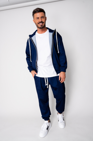 Barbati - Set Camden din denim elastic Hanorac si Pantalon Lung Premium Navy