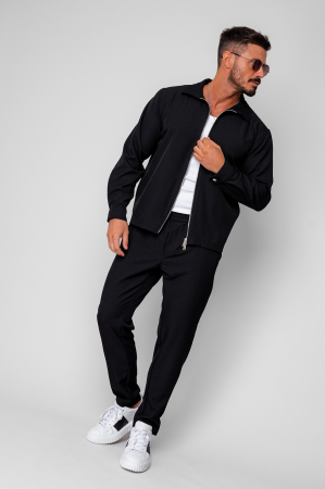 BARBATI - Set Caruso v2 Jacheta cu fermoar si pantalon lung drept Premium Black