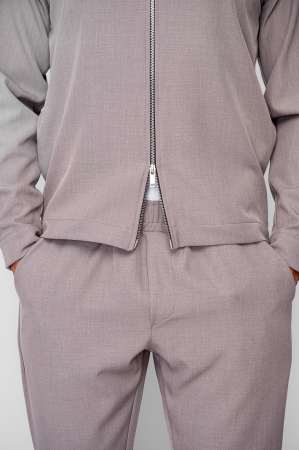 Set Caruso v2 Jacheta cu fermoar si pantalon lung drept Premium Taupe [6]