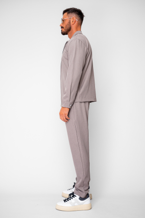 Set Caruso v2 Jacheta cu fermoar si pantalon lung drept Premium Taupe [2]