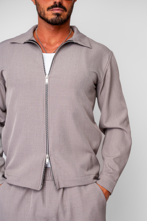 Set Caruso v2 Jacheta cu fermoar si pantalon lung drept Premium Taupe [5]