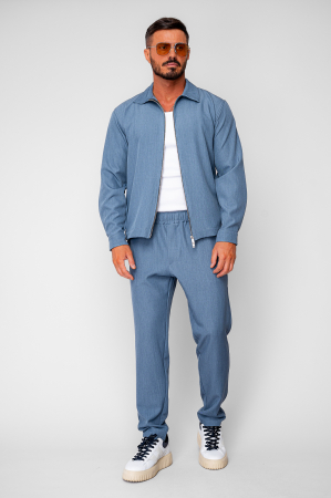 Set Caruso v2 Jacheta cu fermoar si pantalon lung drept Premium Storm Blue [1]
