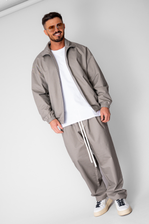 Set Jacheta cu fermoar si pantalon lung drept Taupe [2]