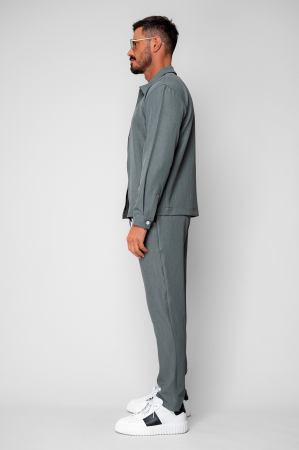 Set Caruso v2 Jacheta cu fermoar si pantalon lung drept Premium Dusty Green [1]