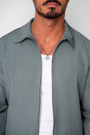 Set Caruso v2 Jacheta cu fermoar si pantalon lung drept Premium Dusty Green [4]