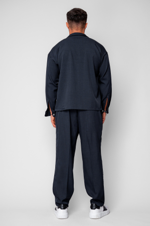 Navy Zippered Jacket and Long Trousers Set [2]