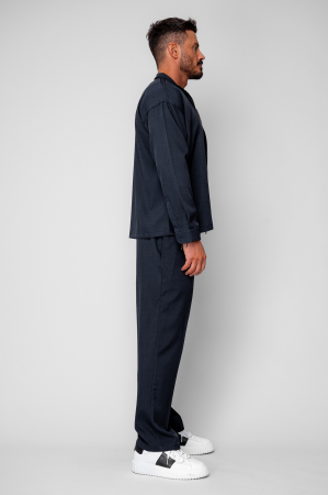 Navy Zippered Jacket and Long Trousers Set [1]