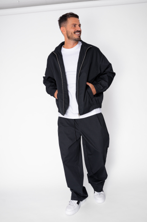 MEN - Set heavy-duty nylon zip-up jacket and trousers Black
